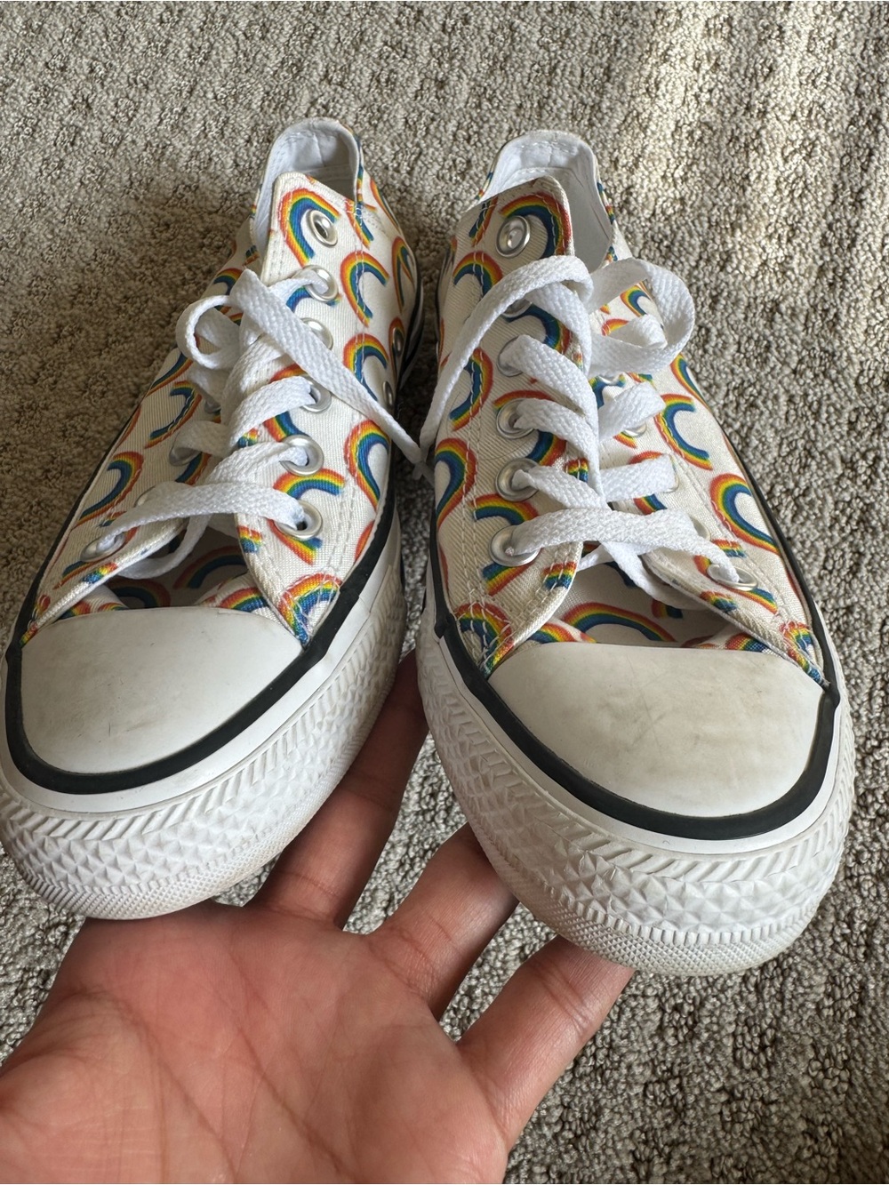 Converse Chuck Taylor All Star Rainbow Print Low Top Sneakers Women's 7 unisex - Picture 2 of 7